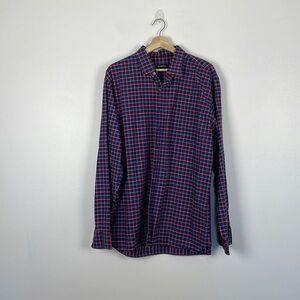 Bugatchi Classic Fit men's button down long sleeve 1 pocket plaid shirt Size XL